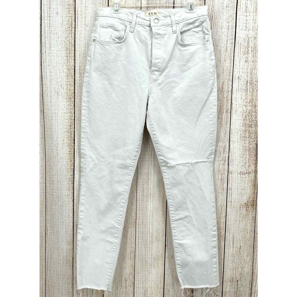 We The Free Jeans Size 31 White Button Fly High Rise Distressed‎ Button Fly